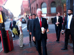 Bill Clinton Gets Coffee in Old Port