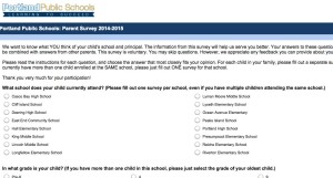 Screenshot of School Survey