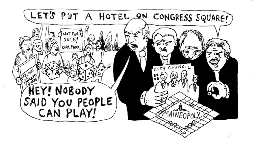 Congress Square Park Cartoon by Will Hessian