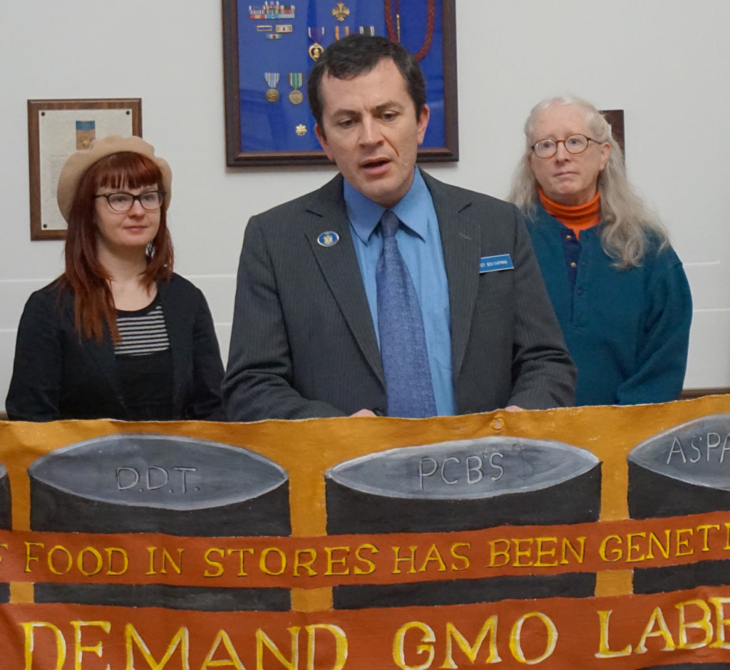 Rep. Ben Chipman (Parkside/Bayside) spoke against the DARK Act at a press conference in Portland in December 2014.