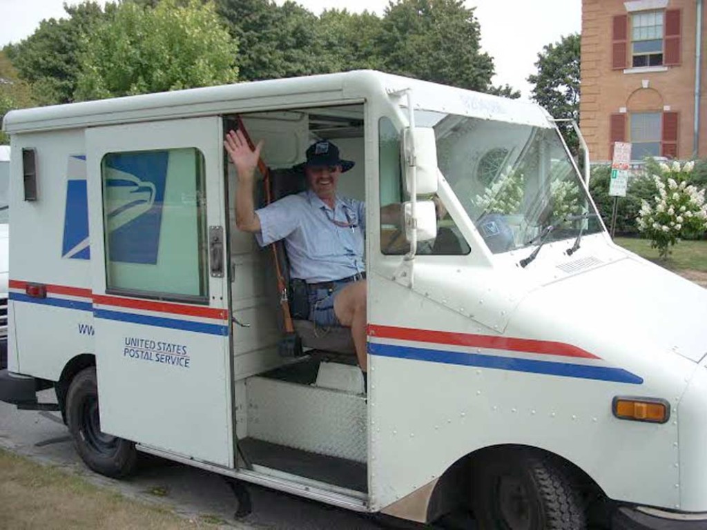 Ray Richard in mail truck.