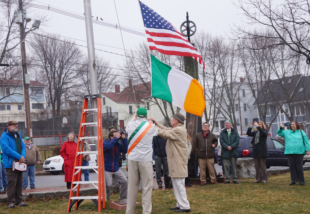 West End News - Flag raising on St. Patrick's Day, Harborview Park, 2016.