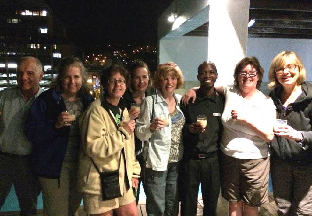 West End News: Adventorous traveler - South Africa rooftop drink group photo