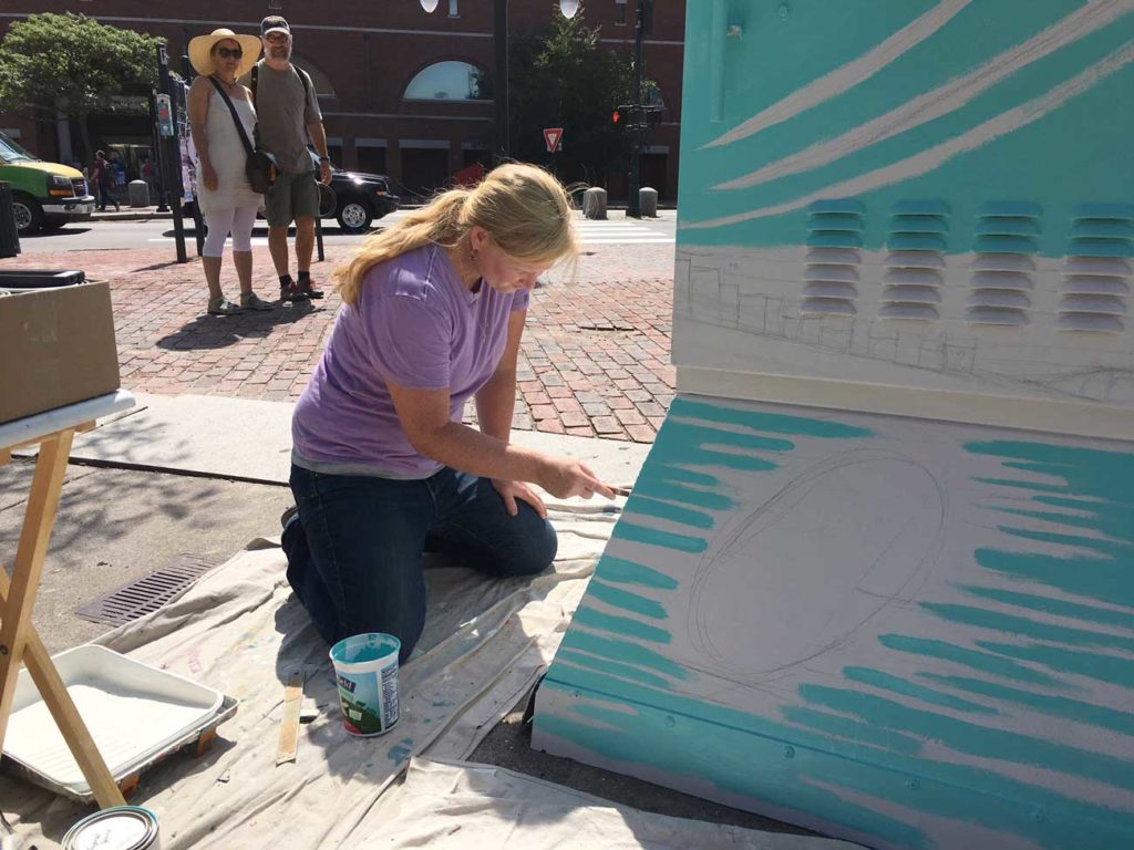 West End News - Enhanced Utility Boxes - Kerrin Parkison Paints utility box on First Friday