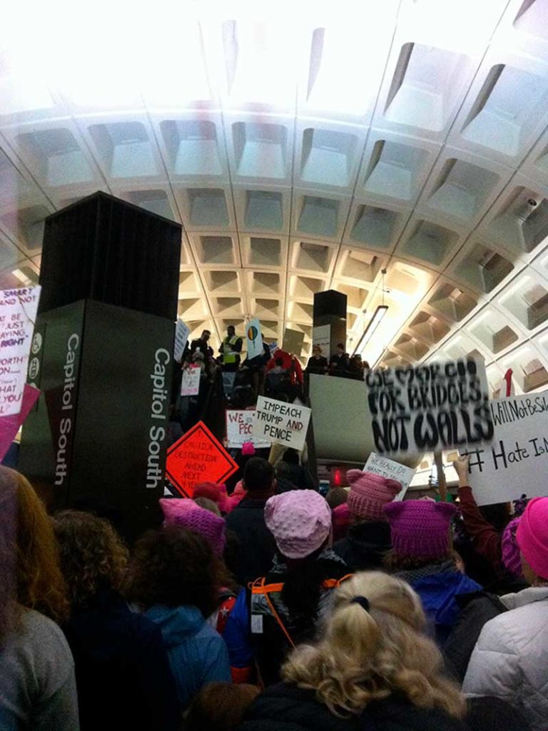 West End News - Maine to DC - Women's March crowded subway