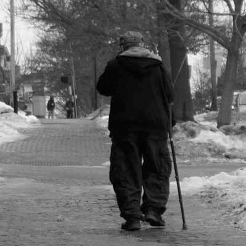 West End News - Aging West End neighbors - older gentlemen on icy sidewalk