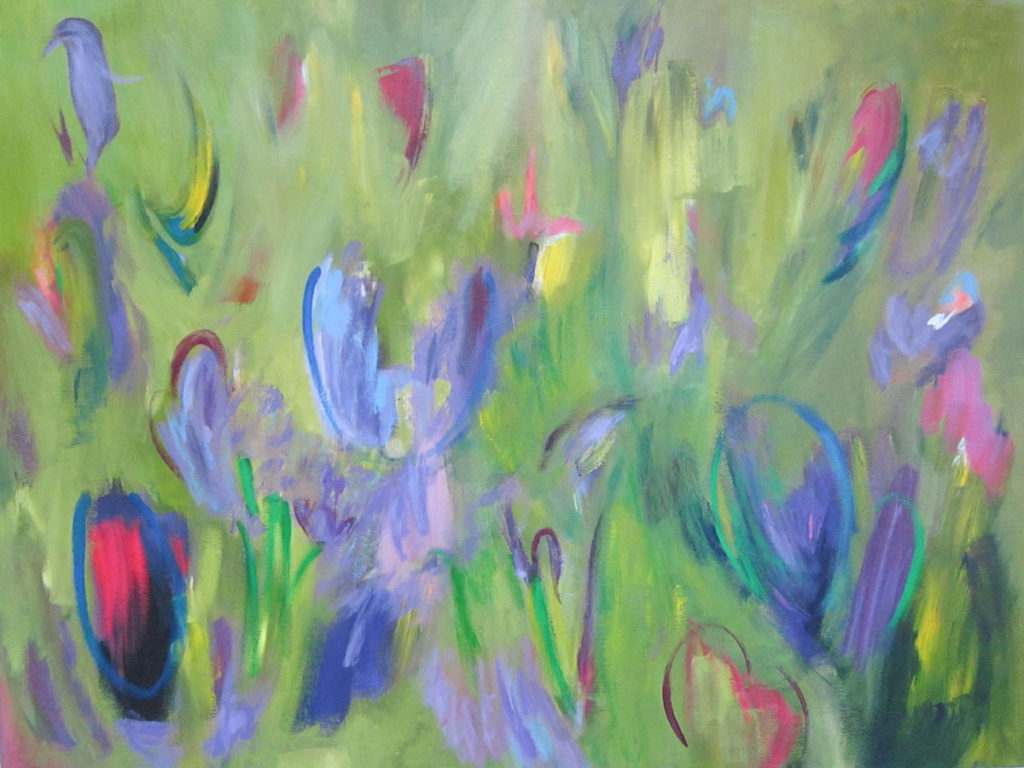 West End News - SPring in Vermont by Julie Laukkanen, acrylic 36'x48'.