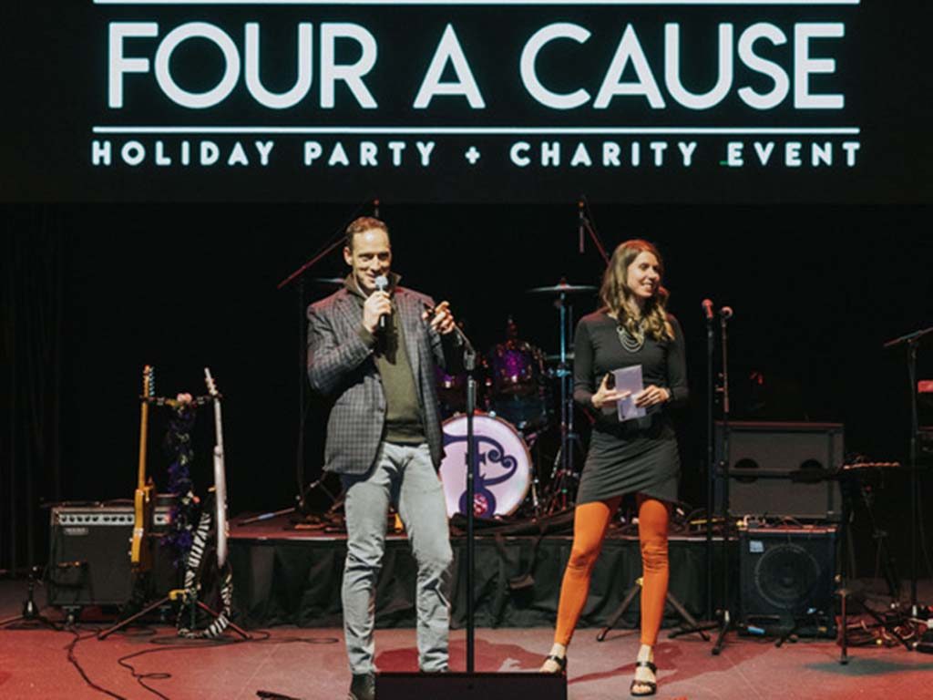 West ENd News - Tom Landry and Amy Landry on stage at Four a Cause event