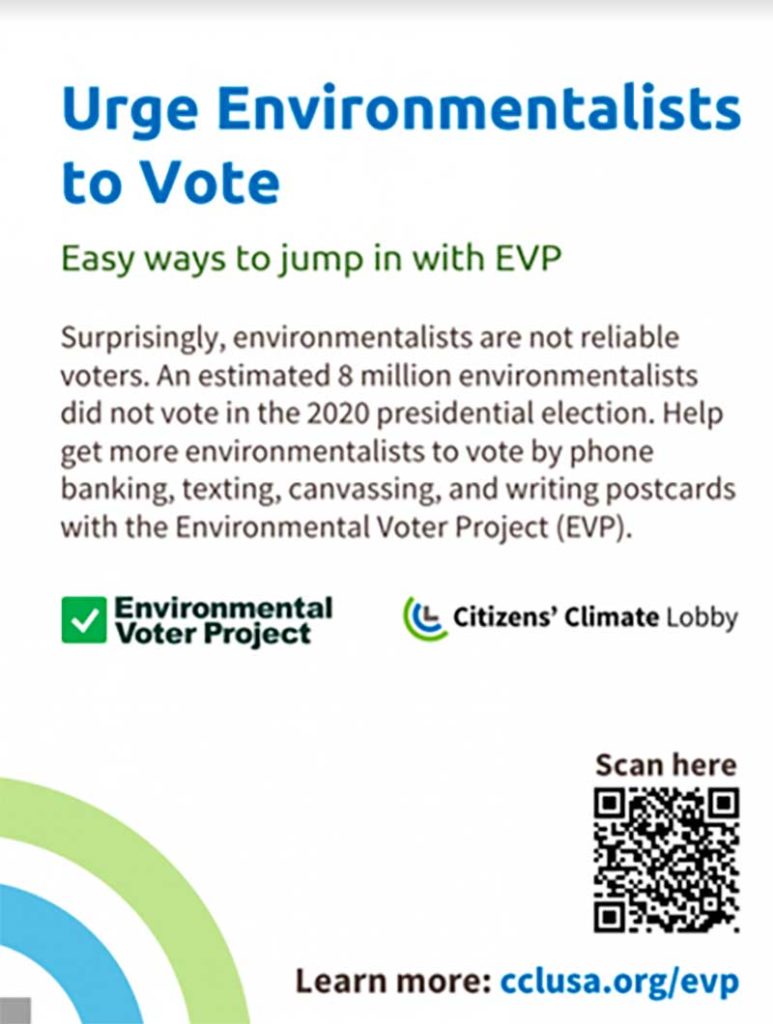 Environmental Voter Project - Easy ways to jump in with EVP flyer