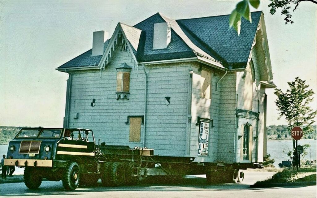 Portland Gothic House on the move along Danforth Street June 1971