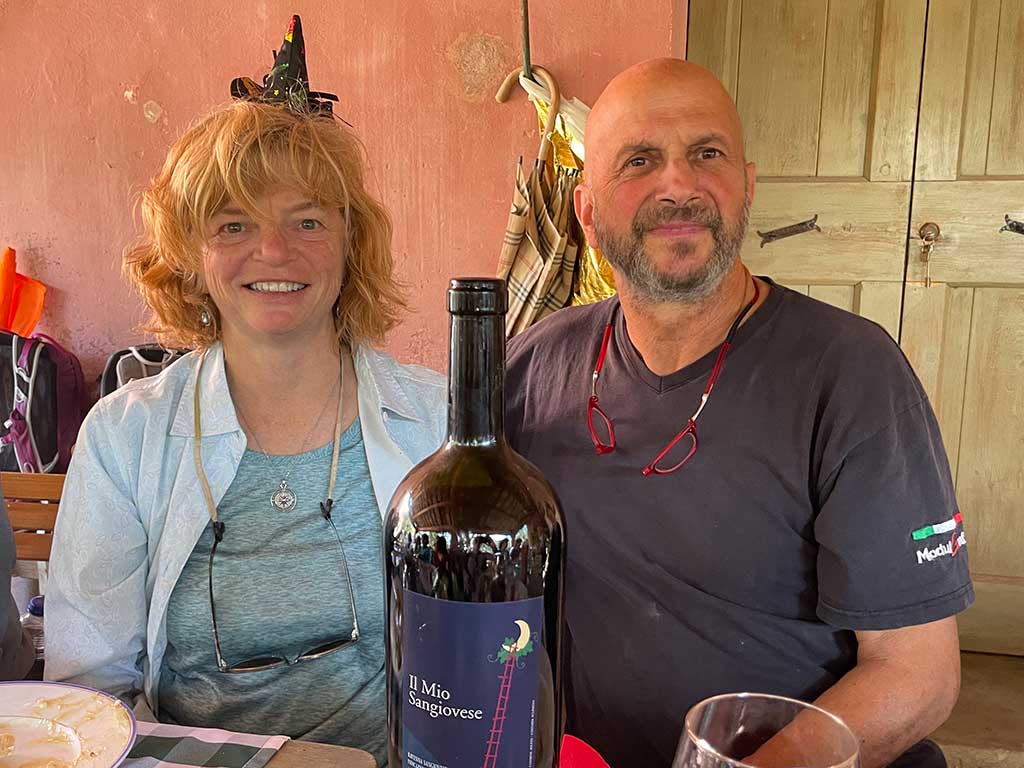 Nancy with olive oil and wine maker Leone Conte