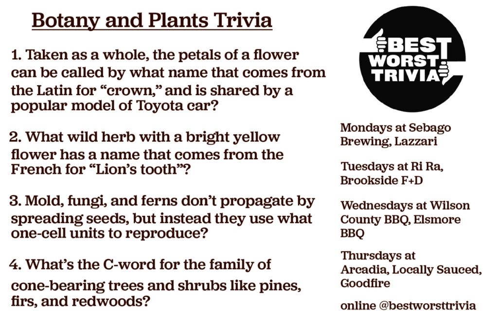 Best Worst - Plants Trivia