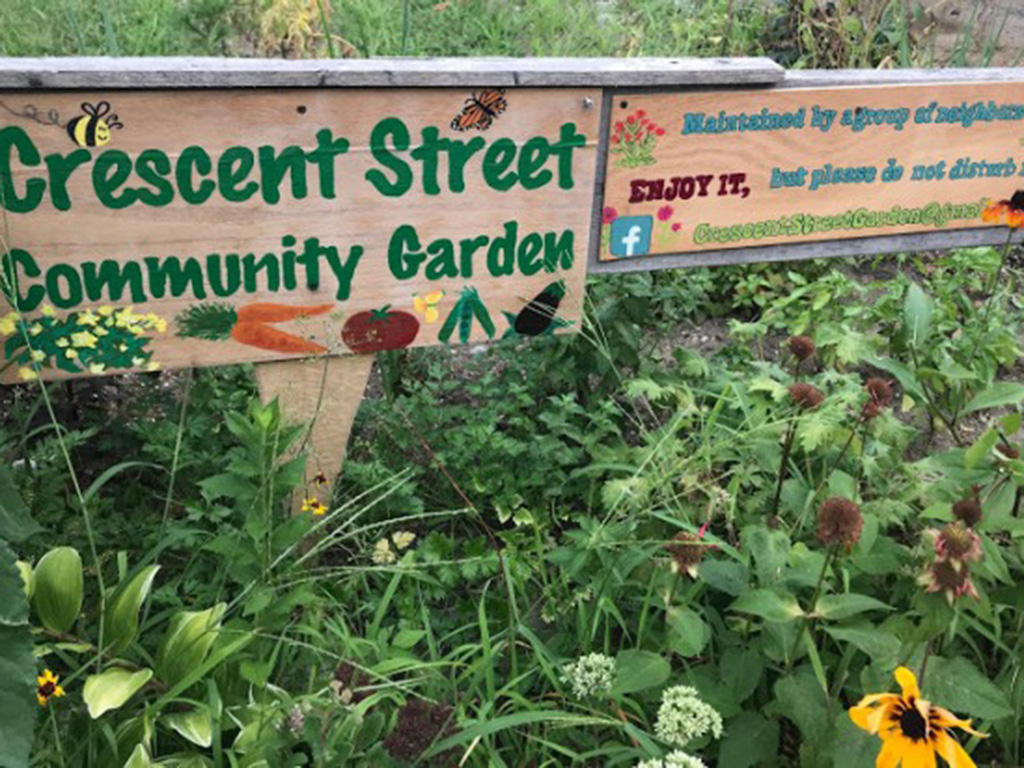 Crescent Street Community Garden sign