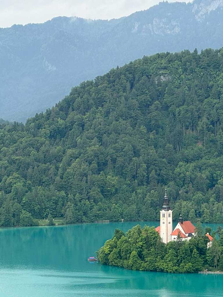 Bled Caslte on the lake -Courtesy Nancy Dorrans