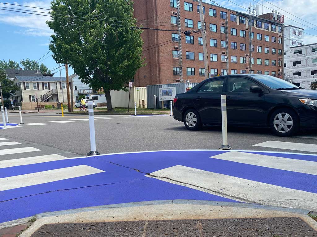 Harbor Terrace corner - Danforth Street traffic calming project June 2024