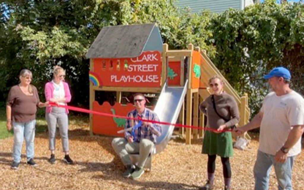 Clark Street Playhouse and Dinosaur Park ribbon cutting