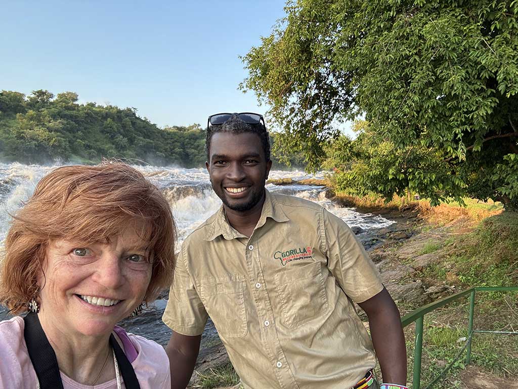 Nancy Dorrans with tour operator Alex of Gorilla Walking Safaris
