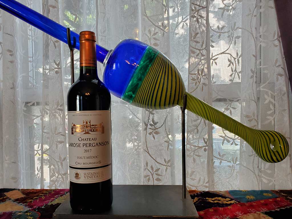 BEN COOMBS, Handblown Glass Lobster Buoy and CHATEAU LAROSE PERGASON, RED BORDEAUX