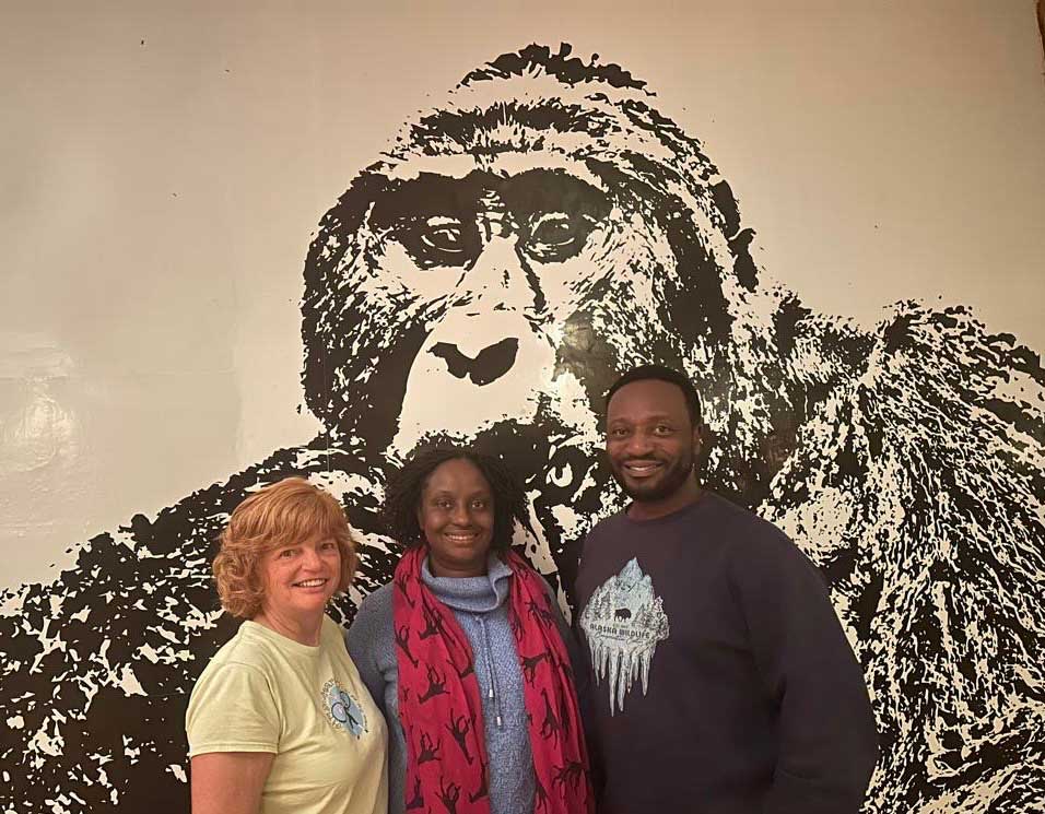 Nancy Dorrans with Dr. Gladys Kalema-Zikusoka and husband Lawrence