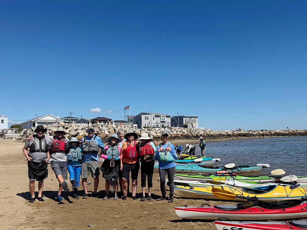 Kayak paddlers at Camp Ellis