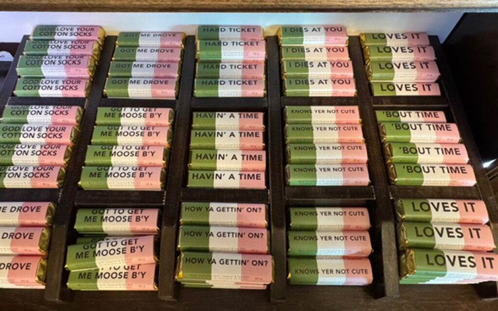 Cheeky Newfie sayings chocolate bars