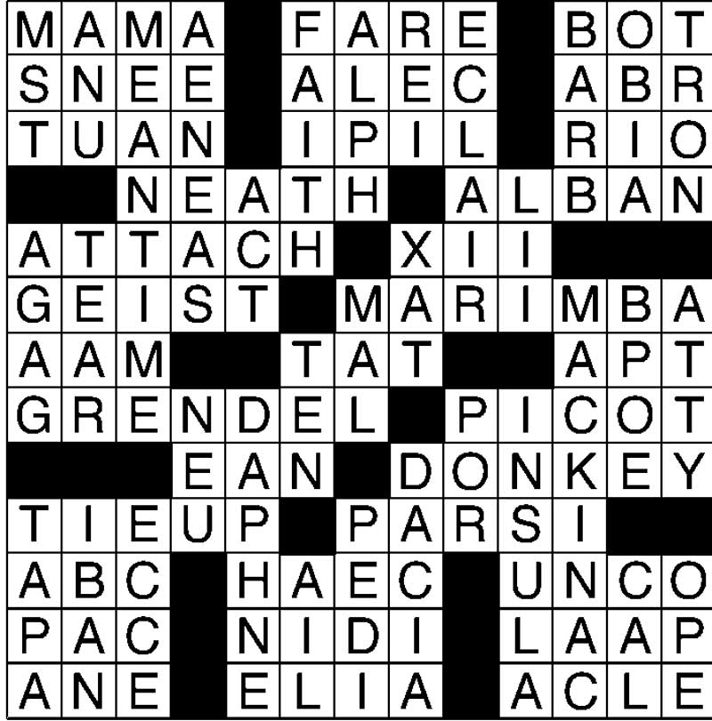 Crossword solution - Feb. Ed. 2026