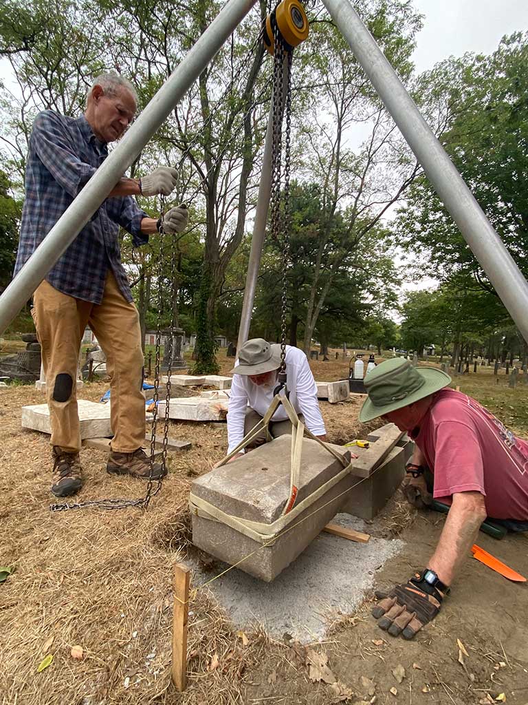 Aligning and resetting a gravestone base