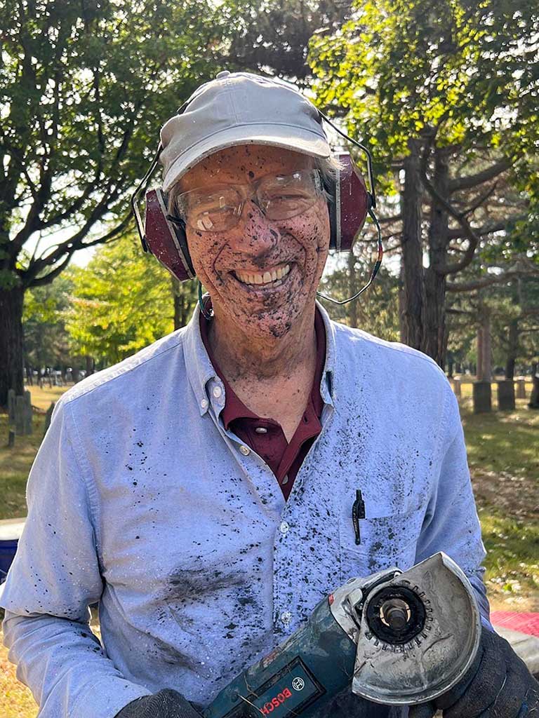 Jonathan P. Monro volunteering at Western Cemetery 2025