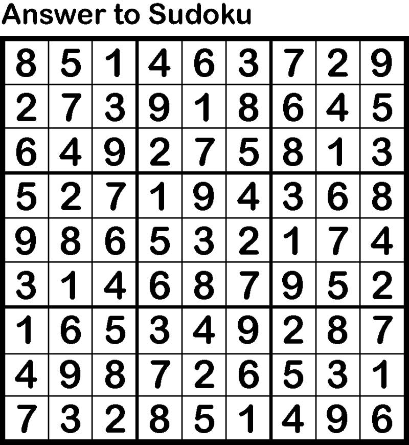 Sudoku answer - Feb. 2026