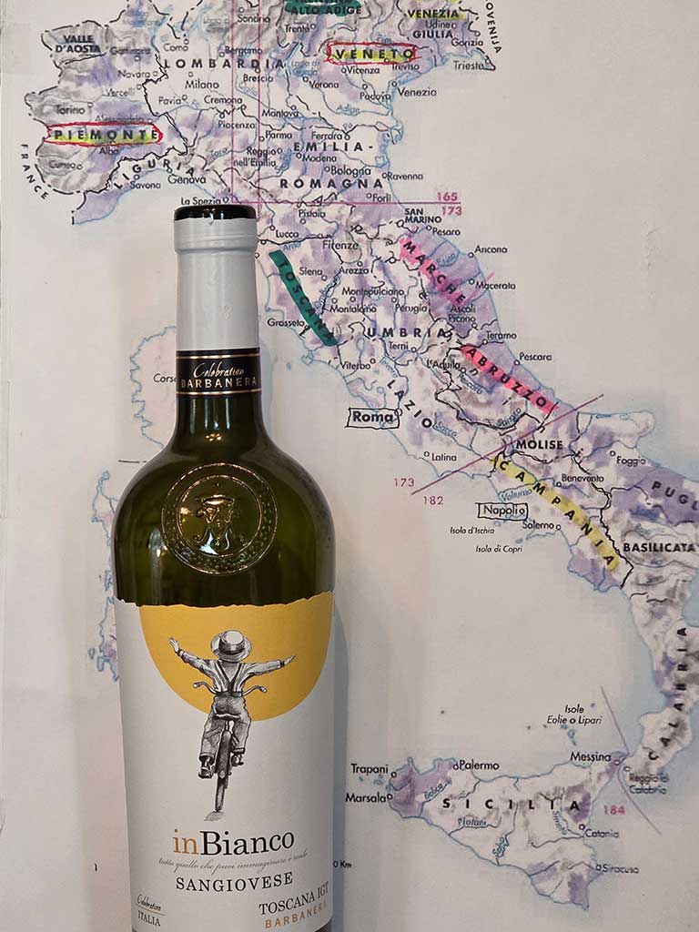 inBianco bottle with Italy map
