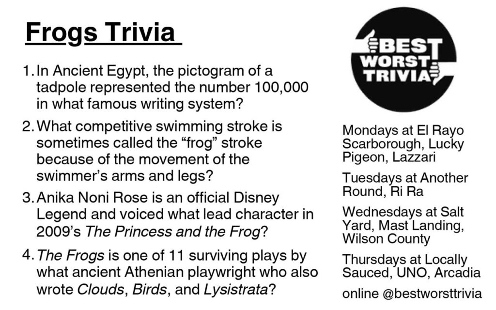 Best Worst Trivia - Frogs Trivia