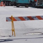 Road closed in downtown Portland for infrastructure maintenance.