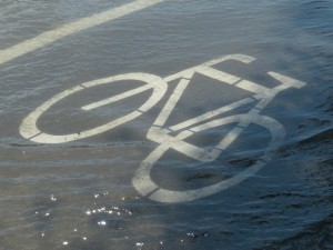 Flooded cycle path.