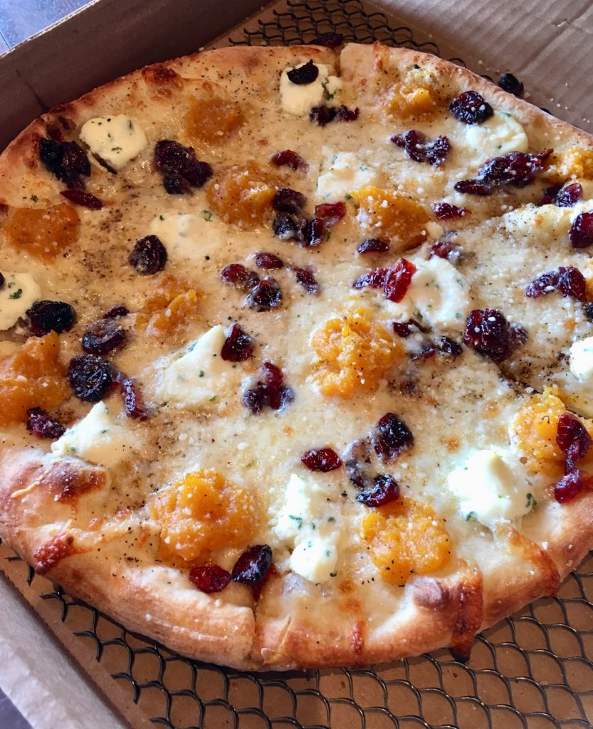 Otto Pizza: butternut squash, cranberry and ricotta whole pie.