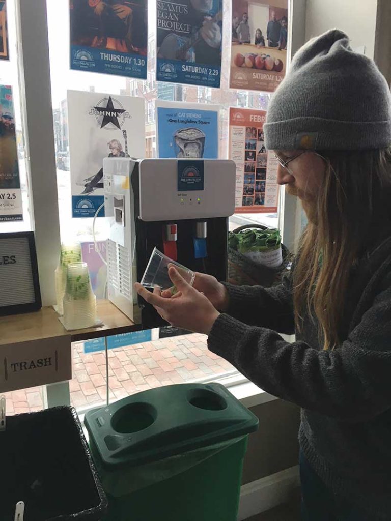 West End News - One Longfellow Square programming director Jeff Beam with the new hydration system