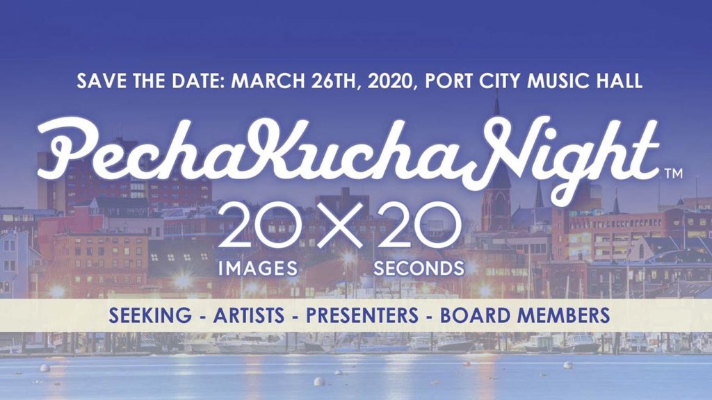 West End News - PechaKucha Night 20x20 - March 26th, 2020 at Port City Music Hall (logo/banner)