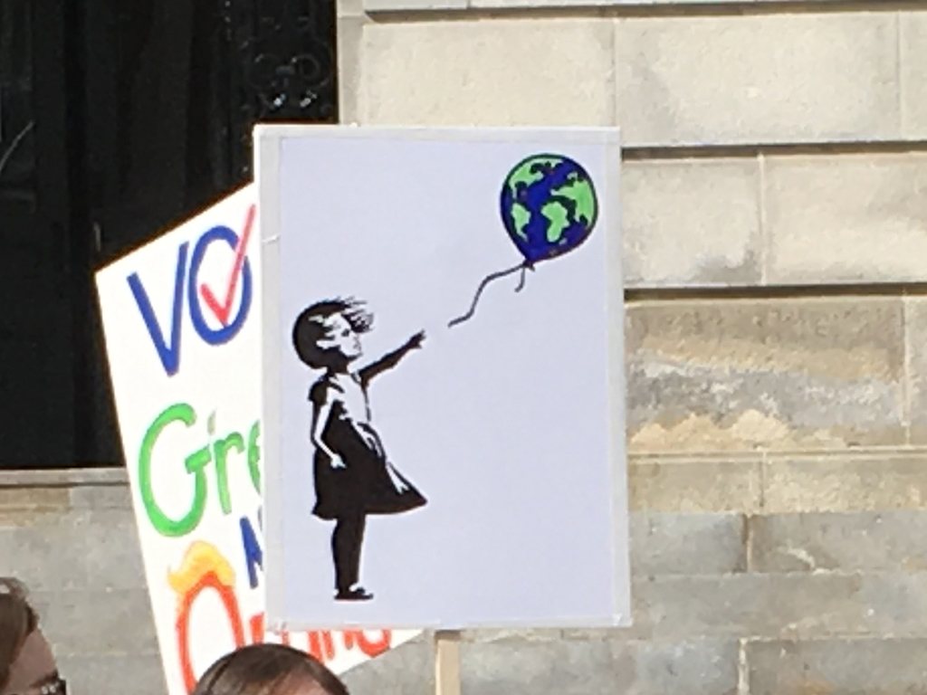 West End News - Stewardship and climate justice - sign at youth movement rally at Portland city hall, 2020