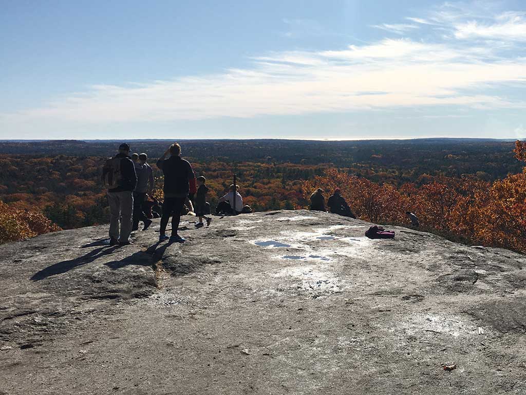 West End News - Bradbury Mountain near Portland Maine, Hikers enjoy the vista in the fall