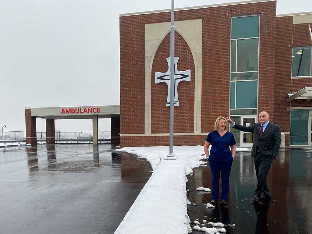 West End News - Charlie Therrien and Alicia Paquette touring new emergency department ambulance entrance
