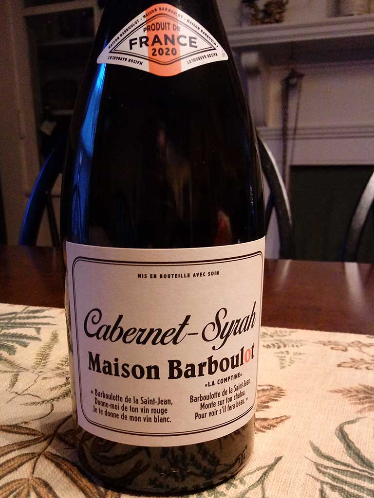 Layne's Wine Gig -Barboulot bottle w/ label, a Tuesday night wine