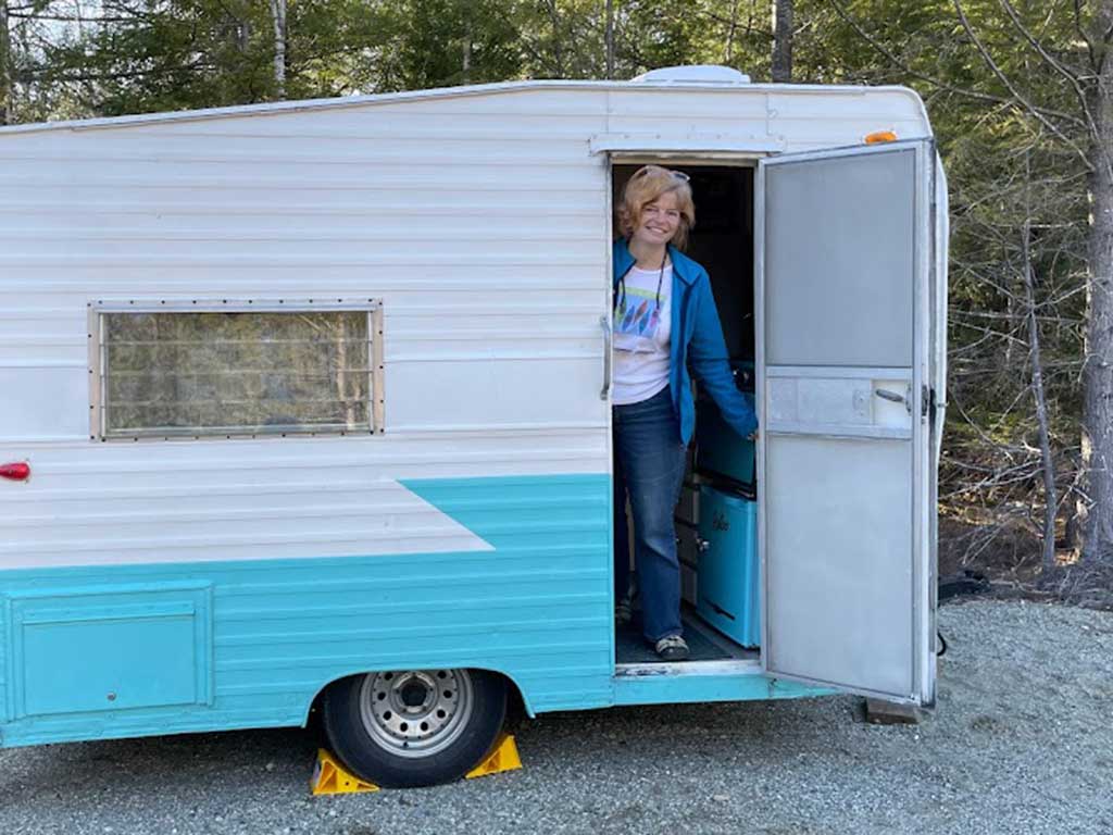 West End News - Nancy Dorrans and her Shasta camper