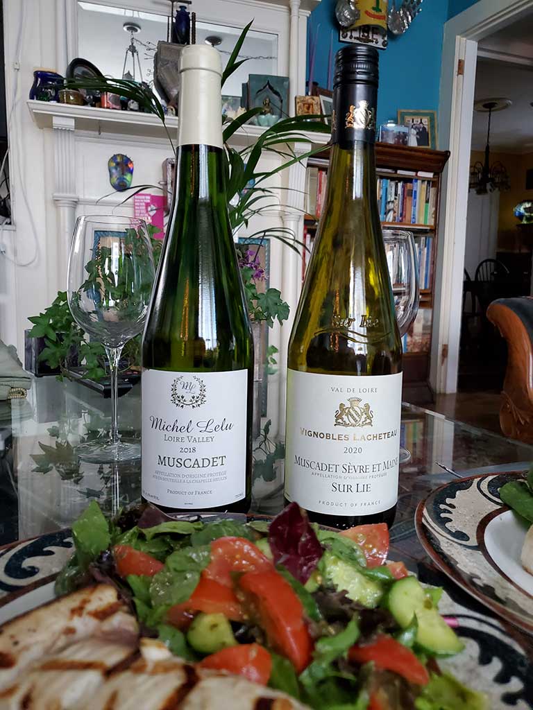 Bottles of Michel Lelu and Vignobles Lacheteau Muscadet