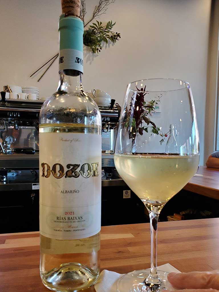 Bottle of Dozor Albarino at Bread & Olive