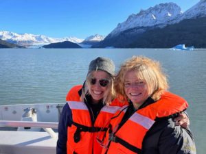 Nancy Dorrans on Lago Grey shuttle with Laura Mandelkorn of GoCustom Travel - Seattle