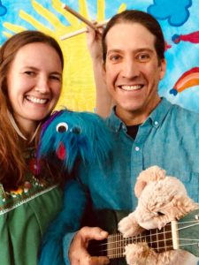 Amanda and Rob Duquette of Music and Magic Maine with Muffy the bunny and uke