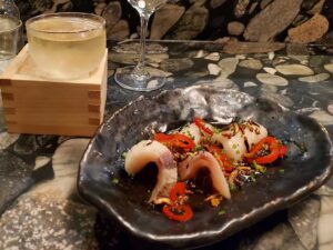 Hamachi served with drinks at Bar Futo