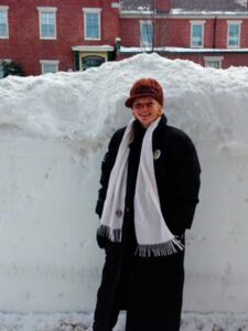 Nancy Dorrans outside of PelotonLabs during the winter of 2015