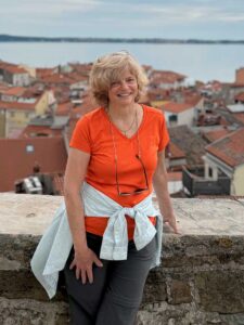 Nancy Dorrans overlooking Piran, coastal Slovenia