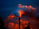 Smoke stacks emitting carbon dioxide