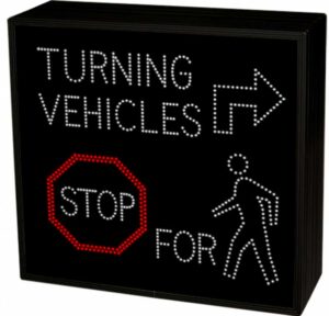 Illustration of augmented signaling for pedestrian crossing